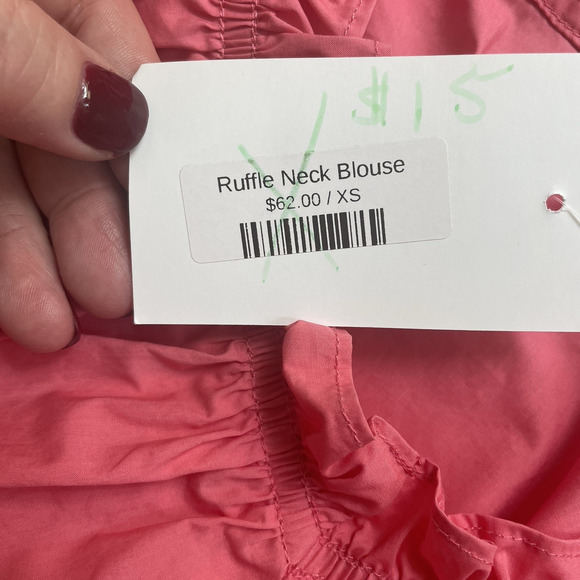 English Factory Shirt Women Extra Small Pink Ruffle‎ Tuckernuck Mae Blouse Top - Picture 5 of 11